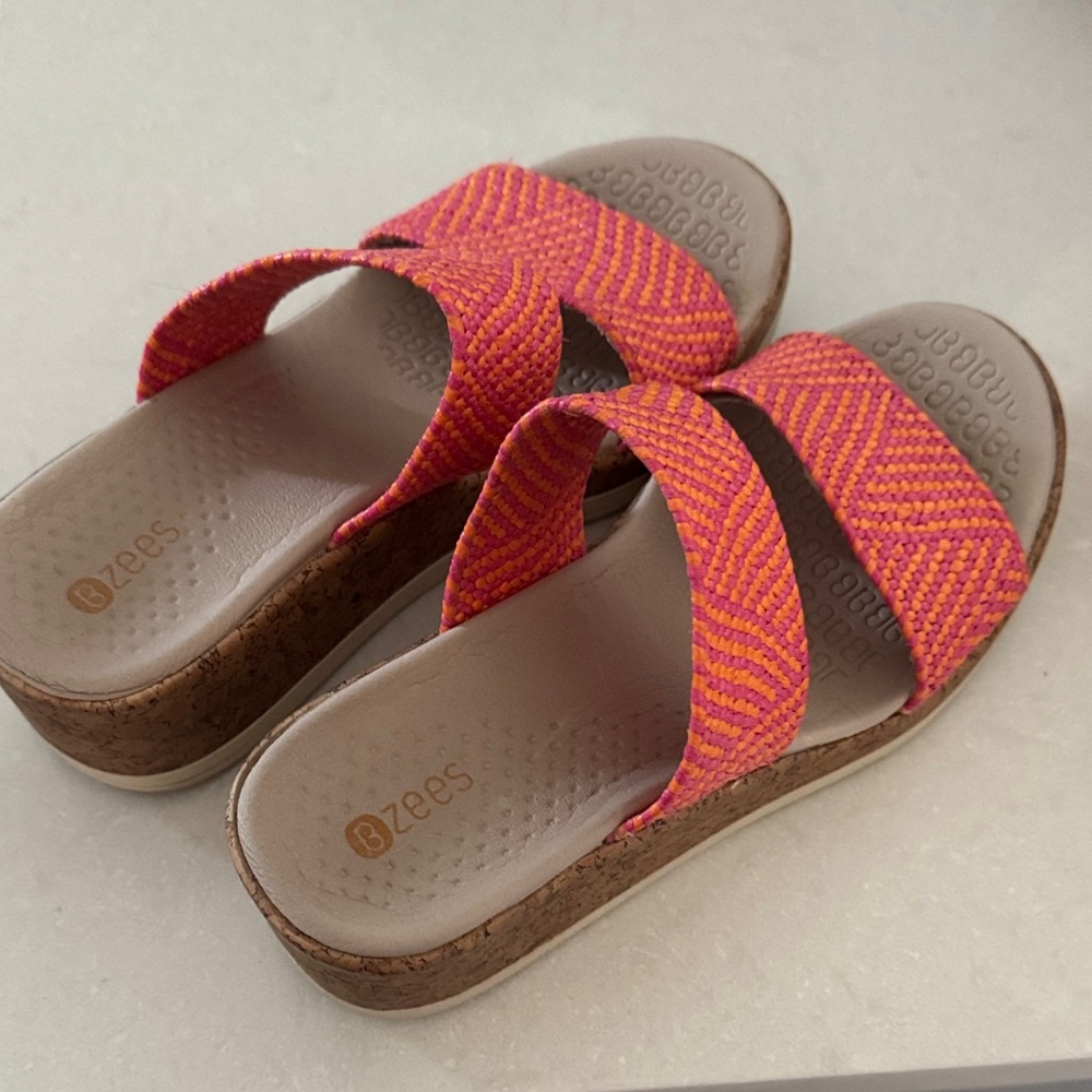 Bzees Women's Vibrant Pink and Orange Sandals